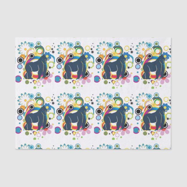 Mousseline Papier Tissu Gorilla Abstrait (Recto)