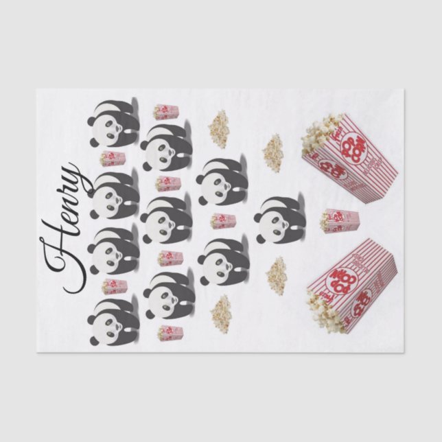 Mousseline Papier Tissu Grandes Panda Bear Popcorn (Recto)