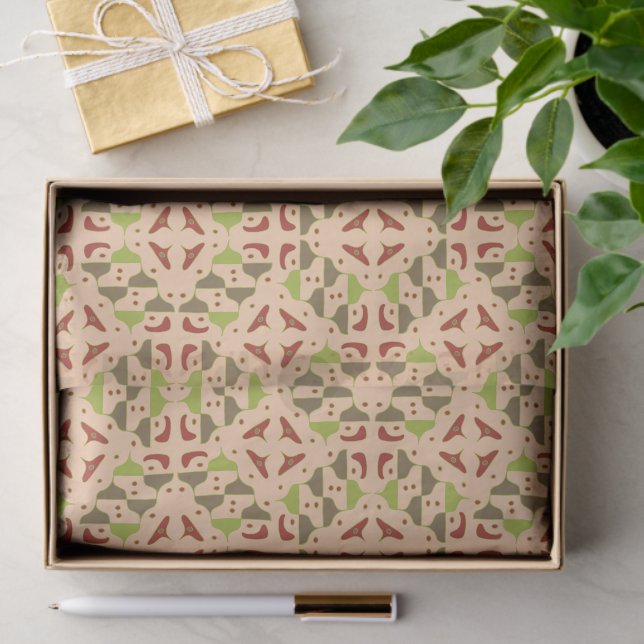 Mousseline Papier Tissu Graphique Moderne Rétro Bohème (Cadeau)