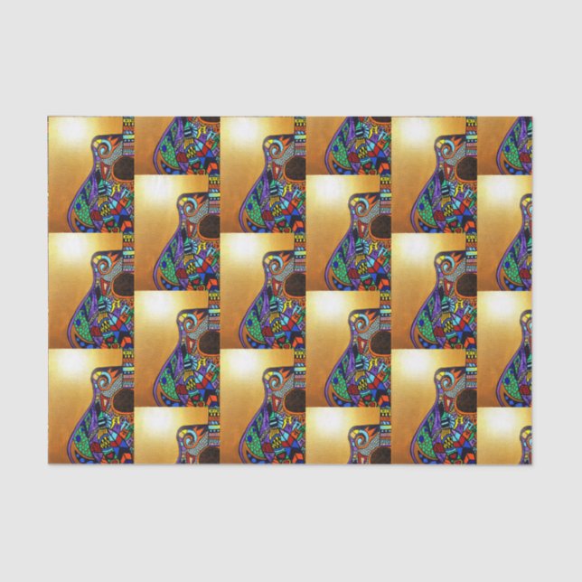 Mousseline Papier Tissu Guitare (Recto)