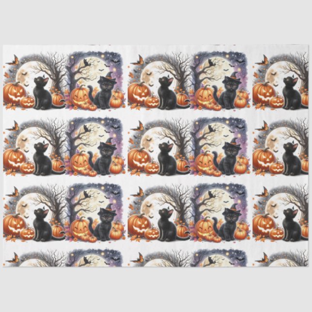 Mousseline Papier Tissu Halloween vintage (Recto)