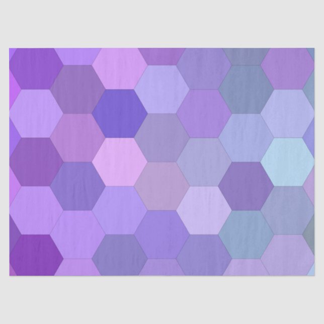 Mousseline papier tissu hexagone violet (Recto)