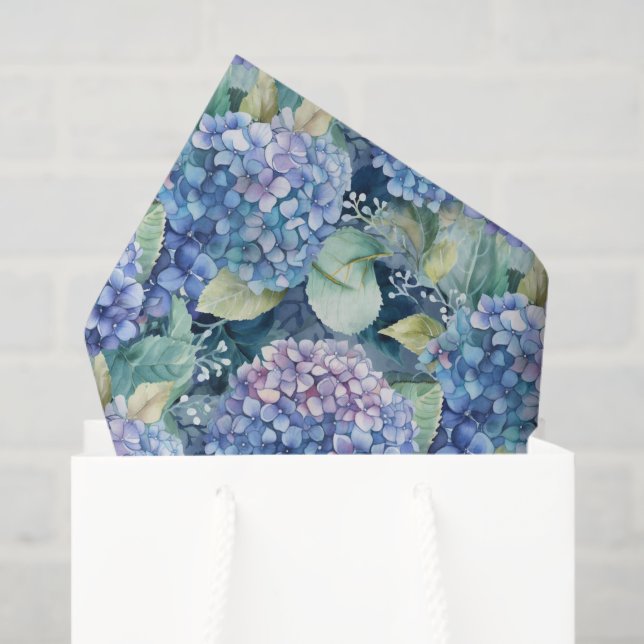 Mousseline Papier Tissu Hydrangeas (Sac cadeau)
