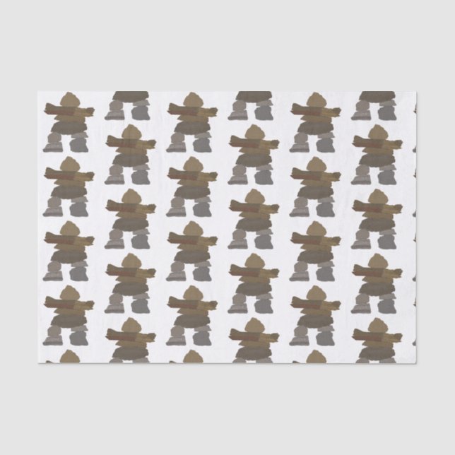 Mousseline Papier Tissu Inukshuk (Recto)