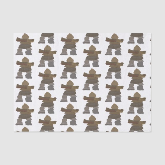 Mousseline Papier Tissu Inukshuk (Recto)