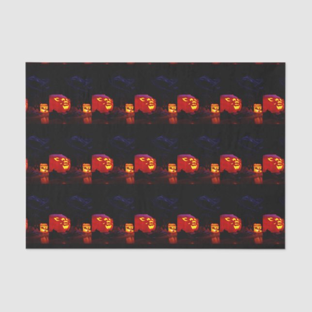Mousseline Papier Tissu Jack-O-Lantern Et Bougie (Recto)