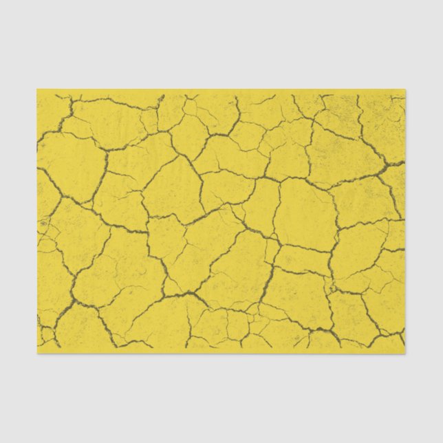 Mousseline Papier Tissu jaune moutarde fissuré (Recto)
