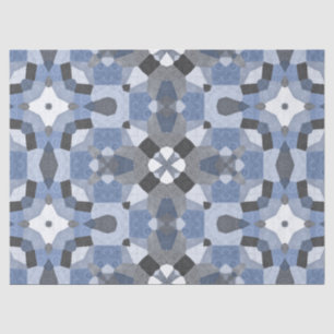 Mousseline papier tissu kaléidoscope bleu