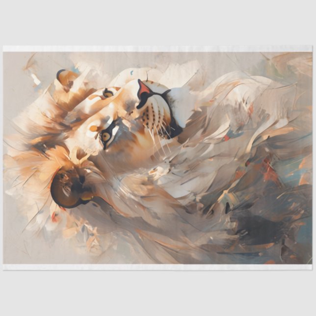 Mousseline Papier Tissu Lion Portrait (Recto)