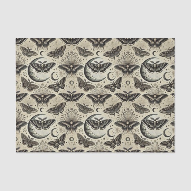 Mousseline Papier Tissu Luna Moth | Élégant Inspiré Par La Na (Recto)