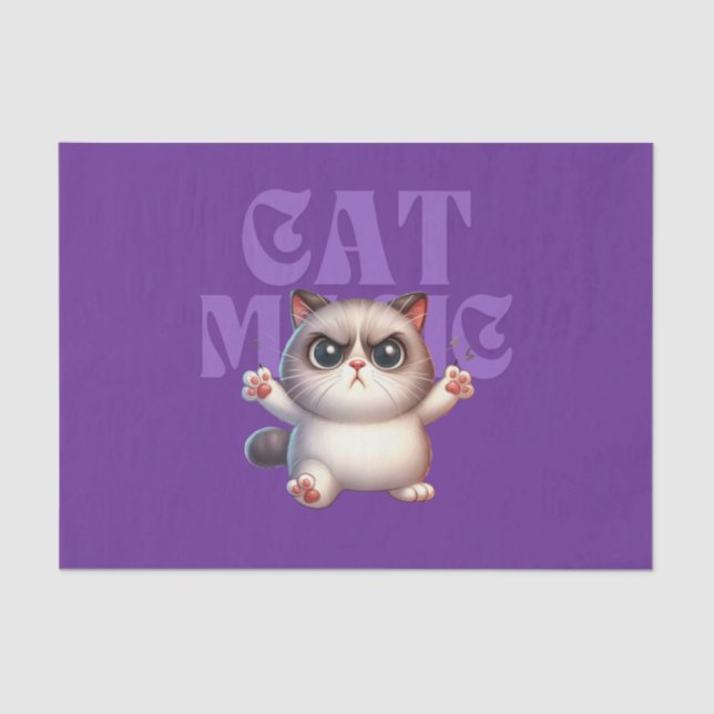 Mousseline Papier Tissu Magic Cat (Recto)