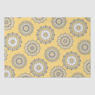 Mousseline Papier Tissu Mandalas Jaune