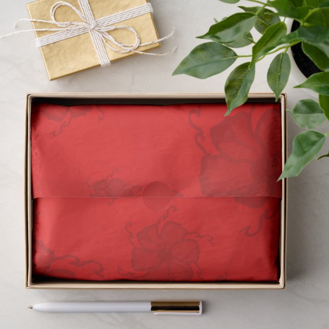 Mousseline Papier Tissu Monochrome FTF en Rouge (Cadeau)