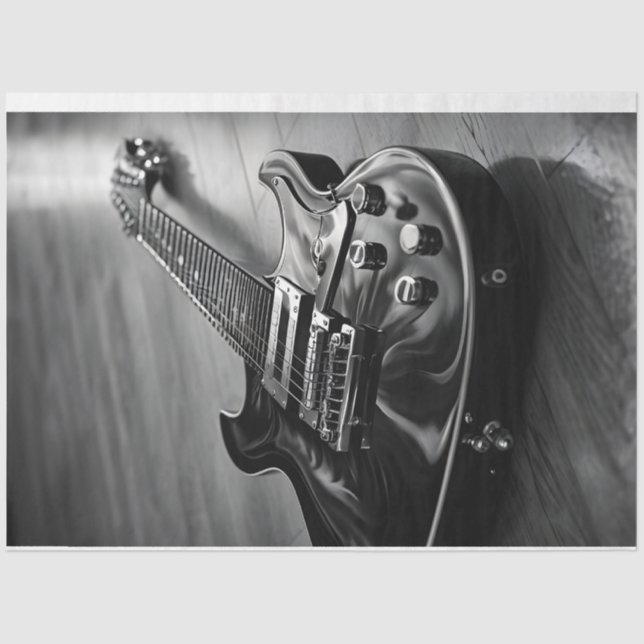 Mousseline Papier Tissu Monochrome Guitare Électrique (Recto)