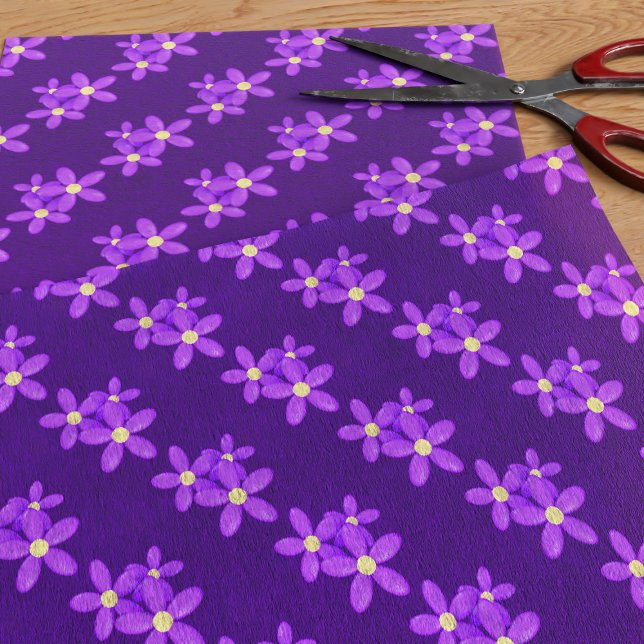 Mousseline Papier Tissu Motif mou mou mauve (A cute purple floral tissue paper just for you)