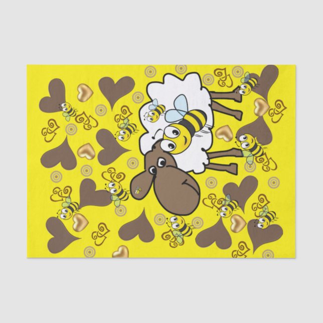 Mousseline Papier Tissu Mouton Bumblebee (Recto)