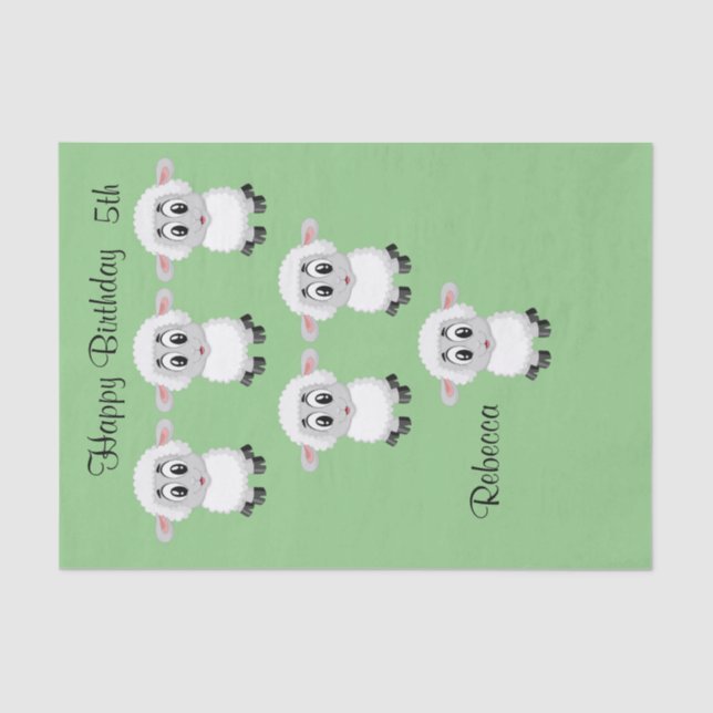 Mousseline Papier Tissu Mouton Joyeux Anniversaire 5e (Recto)