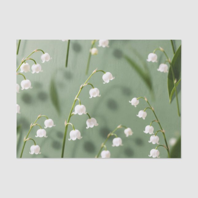 Mousseline Papier Tissu Muguet Sage (Recto)