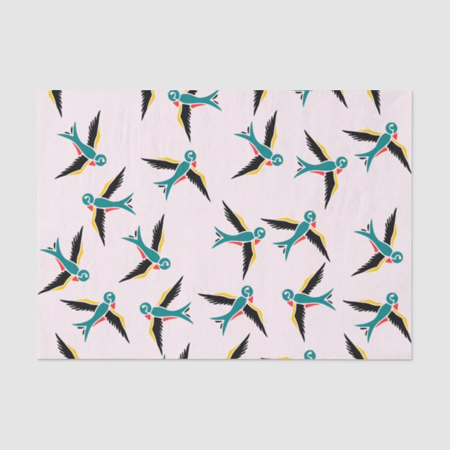 Mousseline Papier Tissu Oiseaux d'hirondelle (Recto)