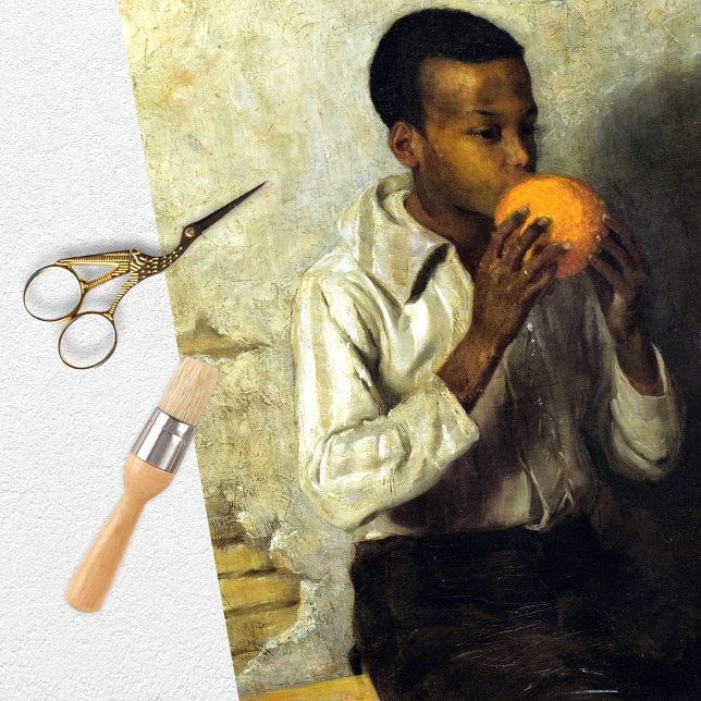 Mousseline Papier Tissu Orange Black Boy vintage (Créateur téléchargé)