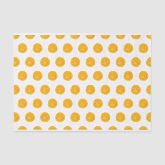 Mousseline Papier Tissu Orange Watercolor Pois (Recto)