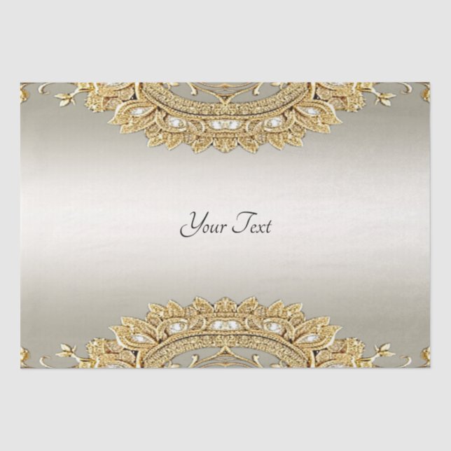 Mousseline Papier Tissu Orné Or (Recto)