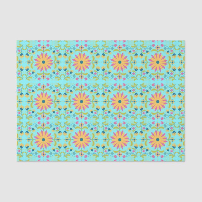 Mousseline Papier Tissu Otomi Floral, 10lb. Papier (Recto)