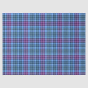 Mousseline Papier Tissu ou Découpage Tartan rose pourpre bleu