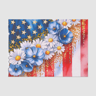 Mousseline Papier Tissu Pailleté Fleuriste Drapeau Américain
