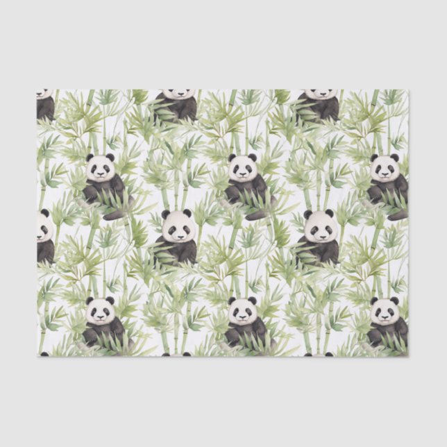 Mousseline Papier Tissu Panda Bambou (Recto)