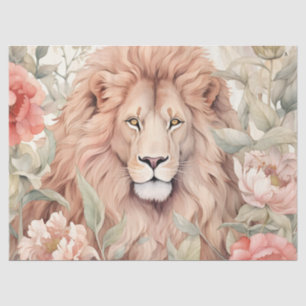 Mousseline Papier Tissu Pastel Floral Lion vintage