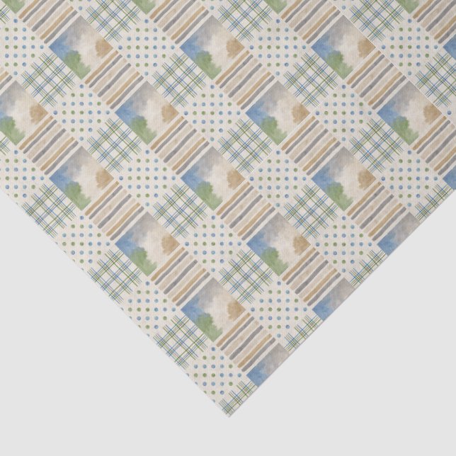 Mousseline Papier Tissu Patchwork Pastel (Détail)