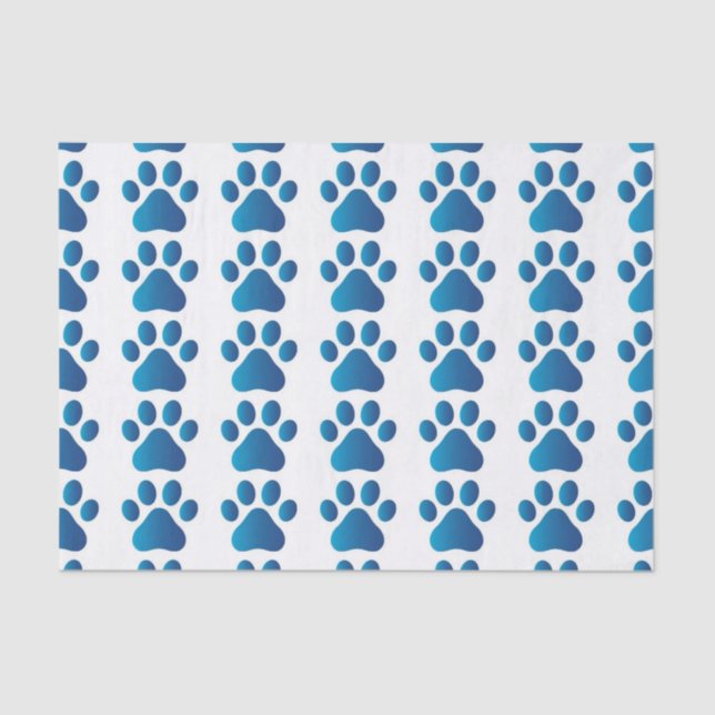 Mousseline Papier Tissu Paw Chien Bleu (Recto)
