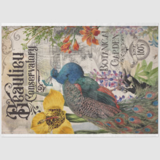 Mousseline Papier Tissu Peacock vintage