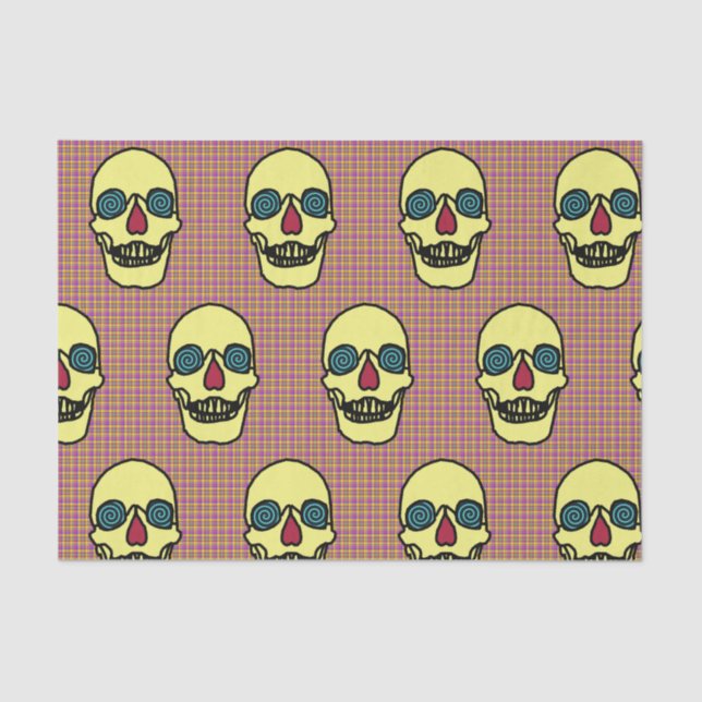 Mousseline Papier Tissu personnalisé de 10 livres, SKULL blan (Recto)