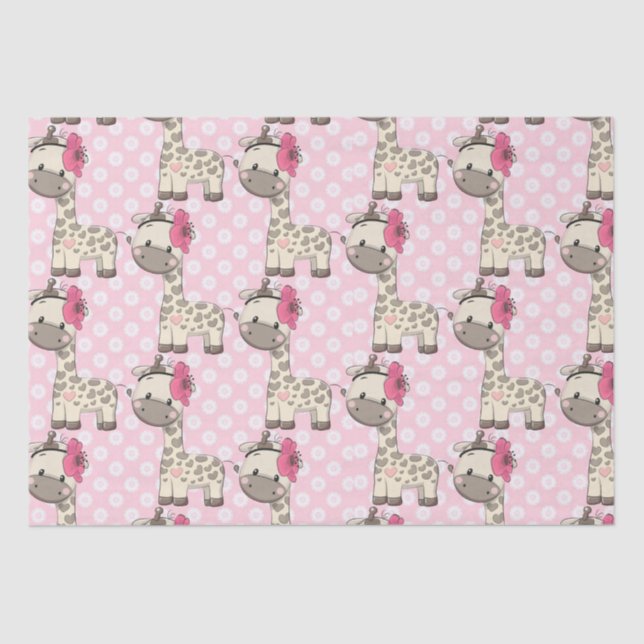 Mousseline Papier Tissu Personnalisé Giraffe Girl Baby (Recto)