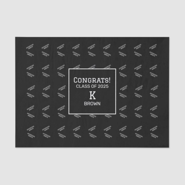 Mousseline Papier Tissu personnalisé noir et blanc (Recto)