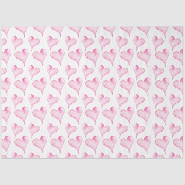 Mousseline Papier Tissu Pink and White Hearts (Recto)