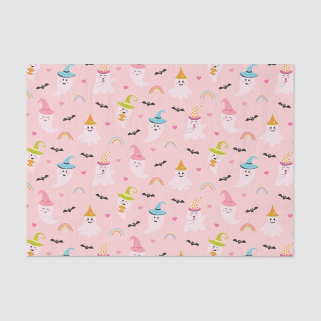 Mousseline Papier Tissu Pink Halloween (Recto)