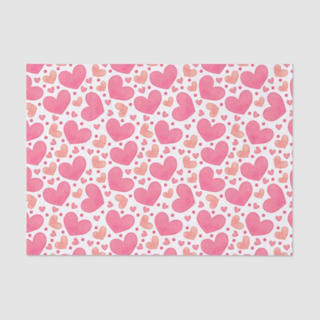 Mousseline Papier Tissu Pink Hearts (Recto)