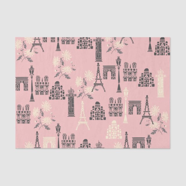 Mousseline Papier Tissu Pink Paris (Recto)