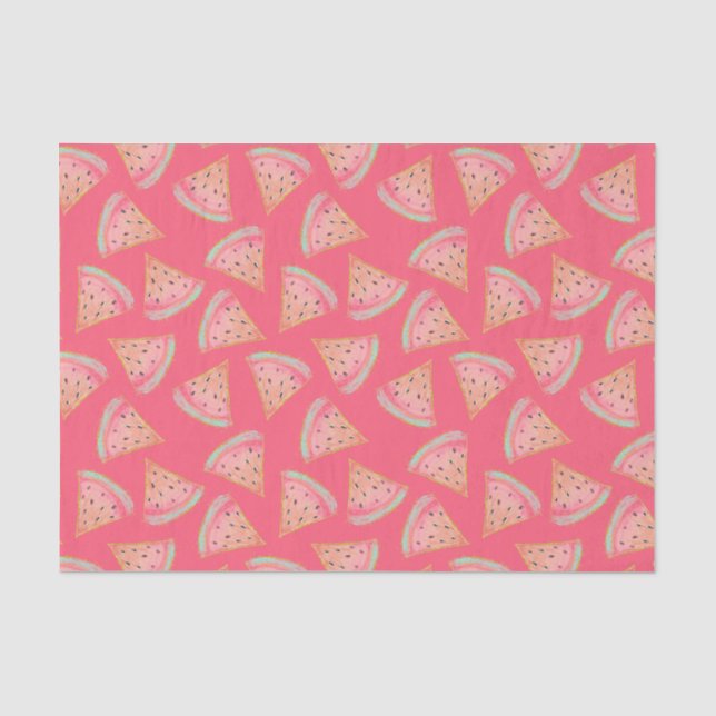 Mousseline Papier Tissu Pink Watermelon (Recto)