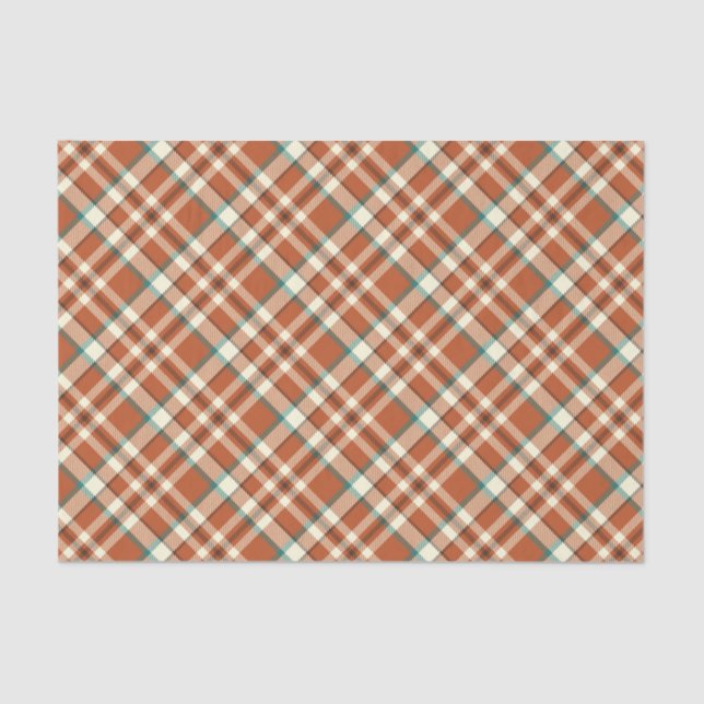 Mousseline Papier Tissu Plaid vintage orange (Recto)