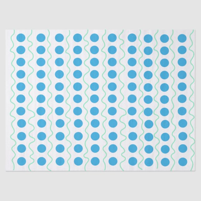 Mousseline Papier Tissu Polka Dot Bleu (Recto)