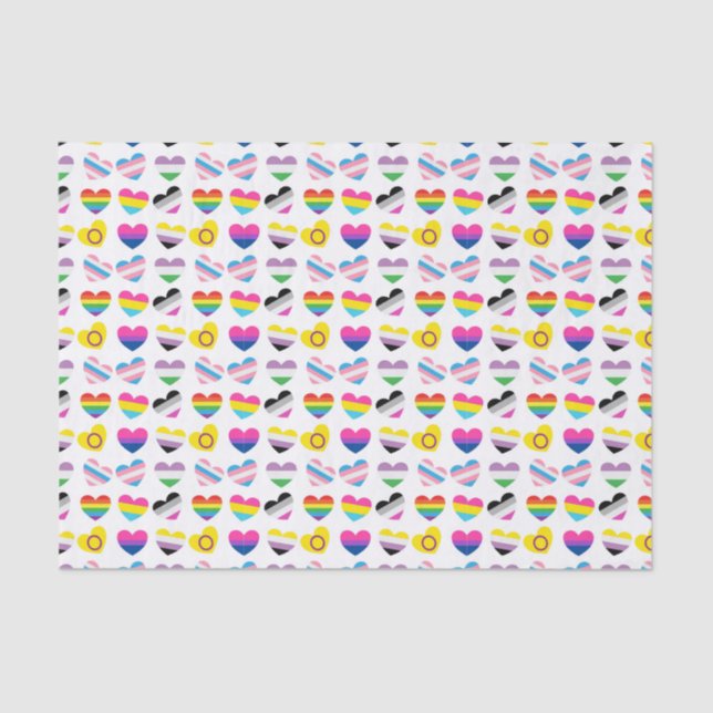 Mousseline Papier Tissu Pride Hearts (Recto)