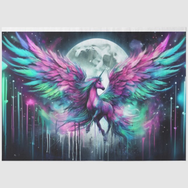 Mousseline Papier Tissu Rainbow Pegasus (Recto)