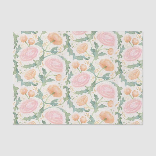 Mousseline Papier Tissu Ranunculus Radieux (Recto)