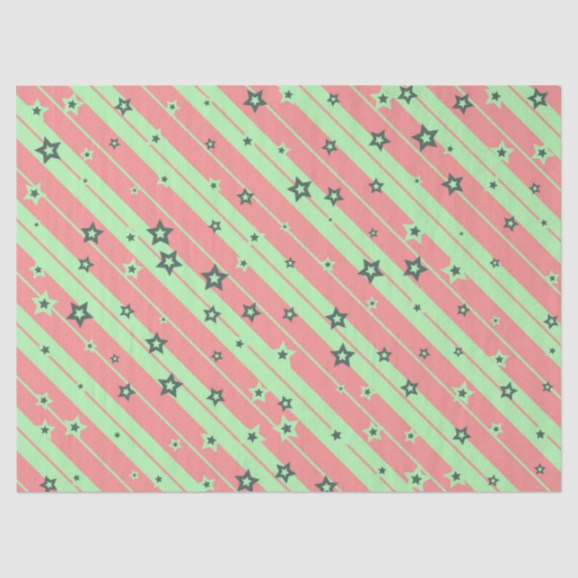 Mousseline papier tissu rayé et étoiles (Recto)