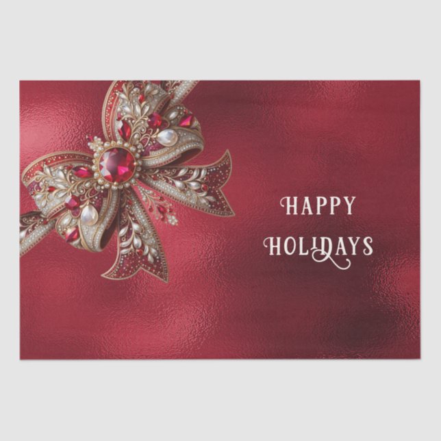 Mousseline Papier Tissu Red Bow Holiday (Recto)