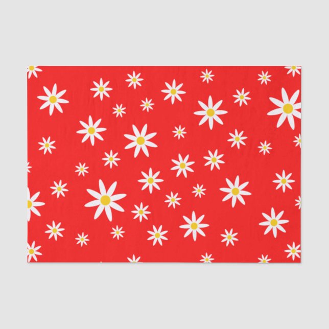 Mousseline Papier Tissu Red Daisy (Recto)